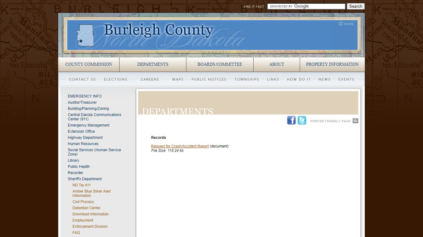 Burleigh County: Sheriff's Department : Records