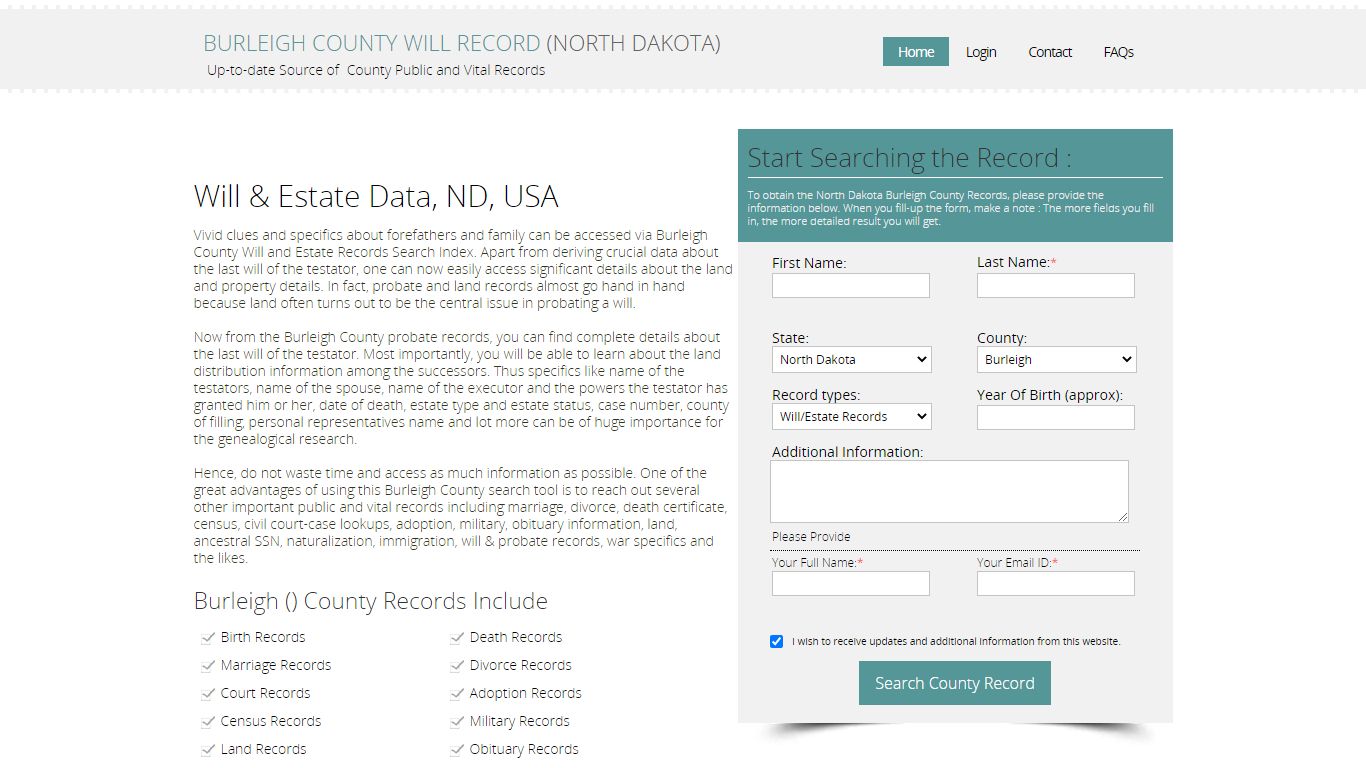 Burleigh County, North Dakota Public Will & Estate Records ...